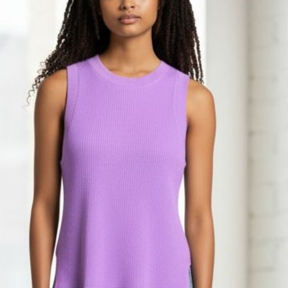 Zara Lavender Sleeveless Ribbed Tee
